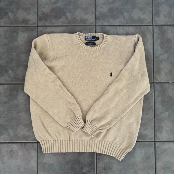 Polo Ralph Lauren Other - Polo Ralph Lauren Sweatshirt Mens Large Tan Crew Neck Sweater Long Sleeve